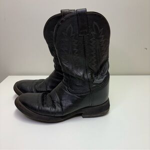 Old West Men’s 8 Cowboy Boots Black Leather Western Wear Rodeo Farm Dancing Shoe